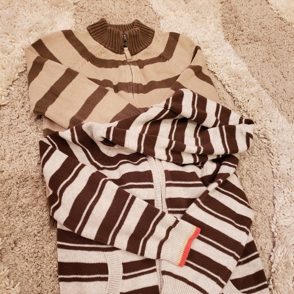 2 Brown Zipper Sweaters